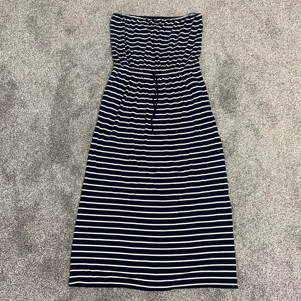 JCrew Strapless Nautical Maxi Dress